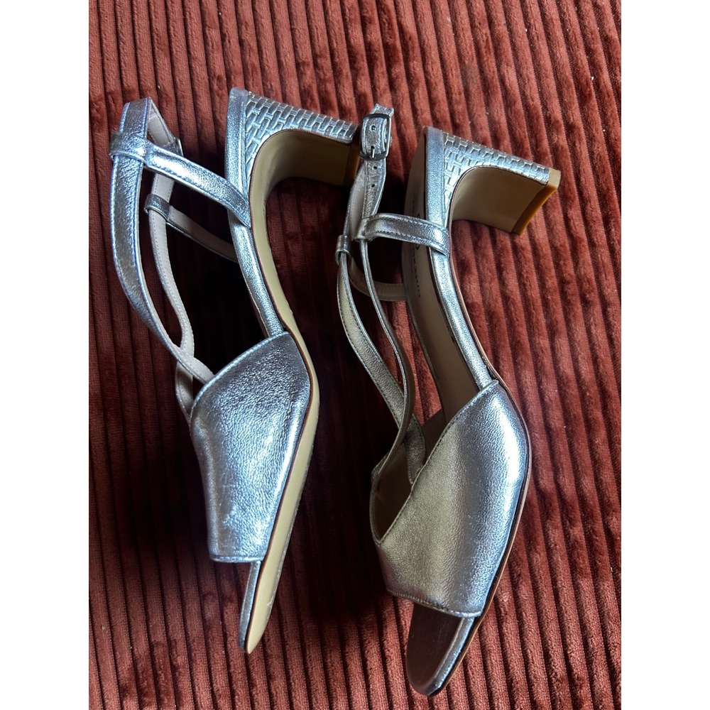 Melluso White Leather Peep Toe Slingback Block Heel Sandals Women's EU 37